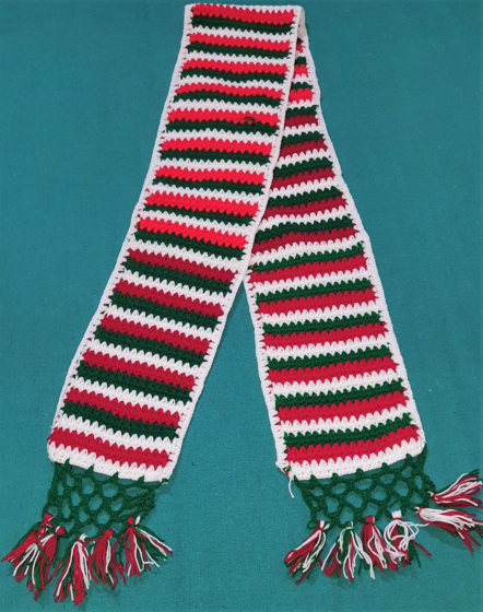 Woollen Muffler | White, Red & Black