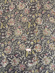 Kalamkari Hand Block Print Cotton Cambric Fabric - Multicolor - 1 Meter(KBPF130)