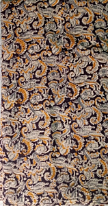 Kalamkari Hand Block Print Cotton Cambric Fabric - Multicolor - 1 Meter(KBPF154)