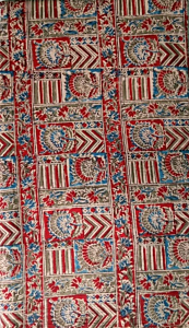 Kalamkari Hand Block Print Cotton Cambric Fabric - Multicolor - 1 Meter(KBPF155)