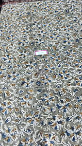 Kalamkari Hand Block Print Cotton Cambric Fabric - Multicolor - 1 Meter(KBPF193)