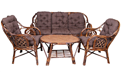 5 seater Rattan Modern Criss Cross Style Sofa Set with Table and cushion