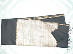 Maheshwari Saree black with golden zari 6.25 mtrs Silk cotton