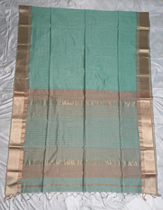 Maheshwari Saree turquoise with golden zari 6.25 mtrs Silk cotton