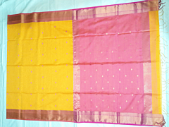 Maheshwari Saree pink Palla with golden zari 6.25 mtrs Silk cotton