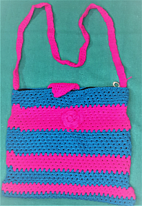 Handmade Woolen Purse - Blue & Pink