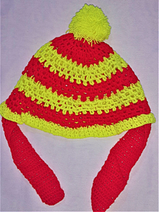 Kids Handwoven Woolen Cap | Red & Bright Yellow