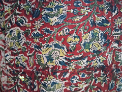 Kalamkari Hand Block Print Cotton Cambric Fabric Multicolor 1 Meter (KBPF30)