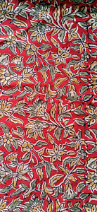 Kalamkari Hand Block Print Cotton Cambric Fabric Multicolor 1 Meter(KBPF35)