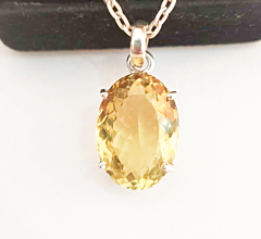 Lemon Yellow Quartz Crystal Pendent