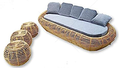 3 Seater Sofa Set with Cushion and 2 Side Tables