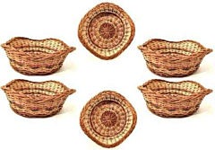 Cane Basket Bamboo for Fruit & Vegetable Basket | Brown | Pack of 6