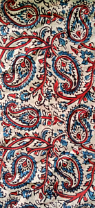Kalamkari Hand Block Print Cotton Cambric Fabric Multicolor 1 Meter (KBPF48)