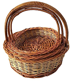 Buy Cane Round Pooja Basket Set of 3 