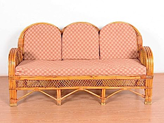 Cane Made 3 Seater Designed Sofa Set with Cushion Brown