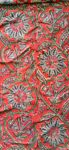 Kalamkari Hand Block Print Cotton Cambric Fabric Multicolor 1 Meter (KBPF65)