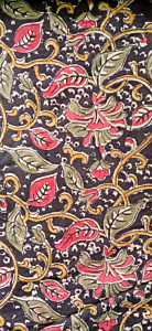 Kalamkari Hand Block Print Cotton Cambric Fabric Multicolor 1 Meter (KBPF70)