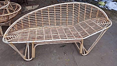 Dastkar Crafts Cane 2 Seater Sofa with Cushion (Standard Size, Rattan, Brown)