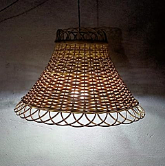 Cane Bamboo Hanging Lamp Shade with Holder