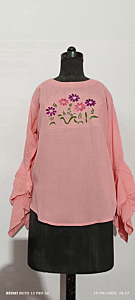 Hand Embroidered Pink Top
