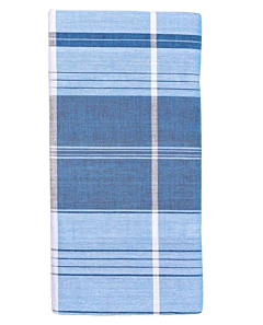 Cotton Lungi | White & Blue | Multi Check Pattern