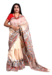 Madhubani silk saree with blouse piece