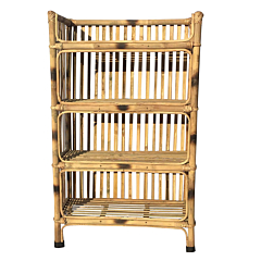 Bamboo Natural Finish Brown Cane Rack of 4 Shelves for Books and Shoes