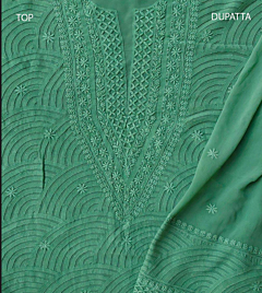 Georgette green unstiched suit