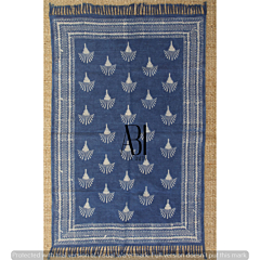 Block Printed Rug Handwoven