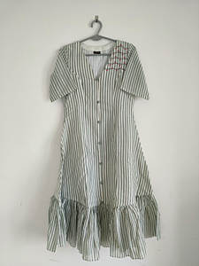 Green strip summer dress