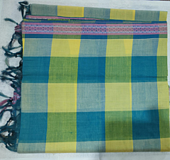 Kasaragod Cotton Saree Yellow & blue checked