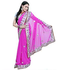Handloom Magenta Gota Patti Saree