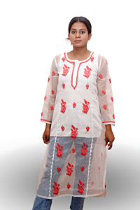 White Organza Chikankari Kurti | XL
