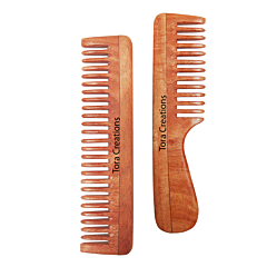 Neem Wood Detangling Comb Set Of 2 (For Heavy, Curly & Thick Hairs)