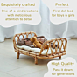 Premium Rattan Baby Doll Bed - Handcrafted Boho Baby Doll Crib - Wooden Doll Bed