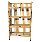 Bamboo Natural Finish Brown Cane Rack of 4 Shelves for Books and Shoes