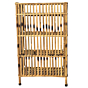 Bamboo Natural Finish Brown Cane Rack of 4 Shelves for Books and Shoes