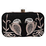 Handcrafted Beaded Peacock Black Clutch