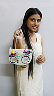HAND EMBROIDERED BICYCLE PRINT PURSE FOR WOMEN 