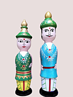 Indian Raja & Rani Wooden Dolls|  Non Toxic Colors | Set of 2 Wooden Dolls