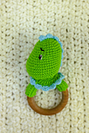 Handmade Dino Teether cum Rattle | Baby Toy | Green