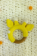 Handmade Giraffe Ear Wooden Teether | Yellow