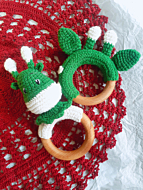 Amigurumi Giraffe Teether and Rattle Set - Green