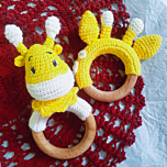 Amigurumi Giraffe Teether and Rattle Set | Yellow